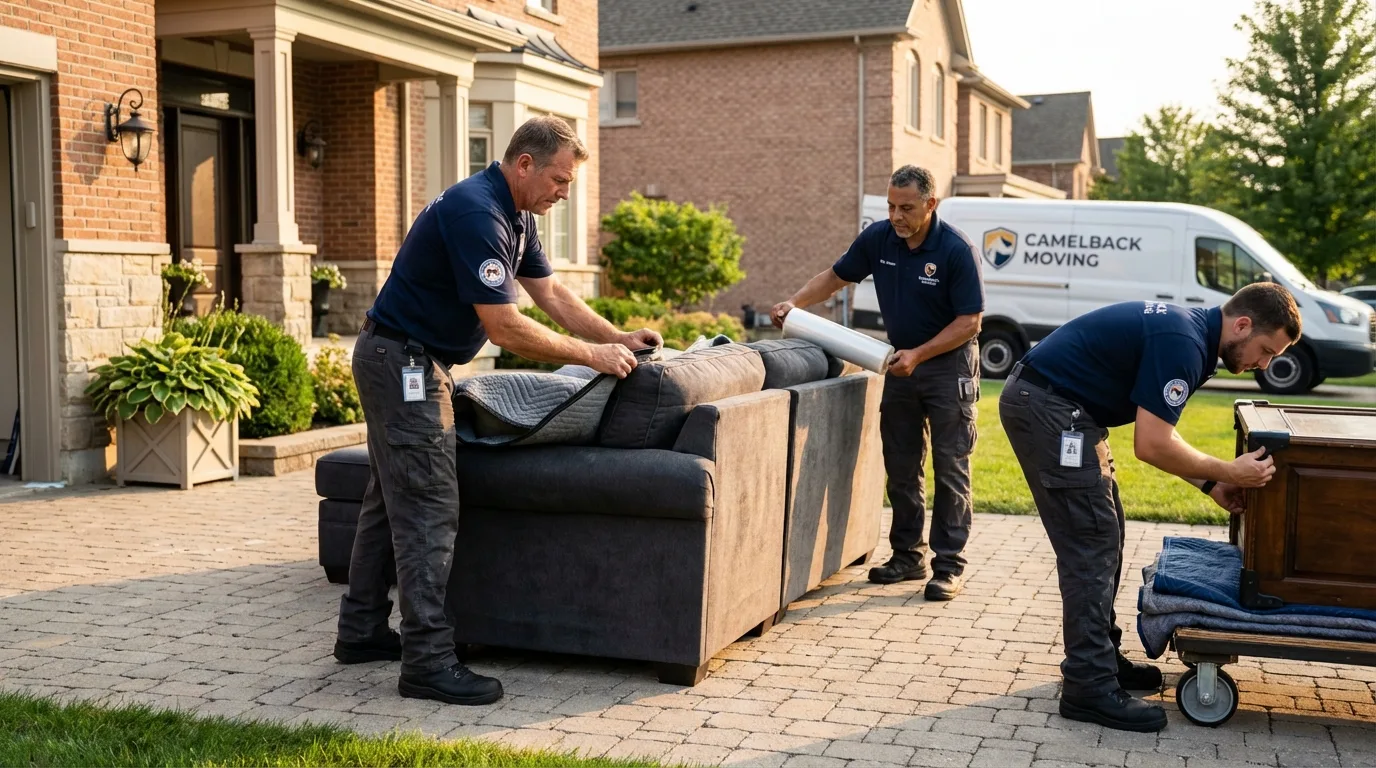 Large estate moving crew wrapping furniture in Fredericksburg, VA