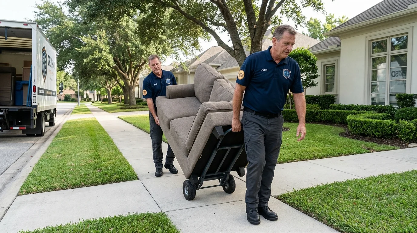 Local residential moving crew loading furniture in Fredericksburg, VA