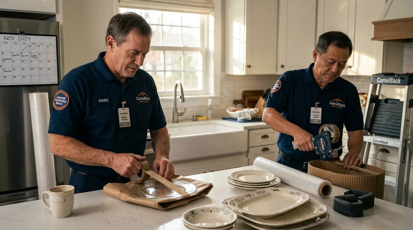 Professional crew packing kitchen dishware in Fredericksburg, VA